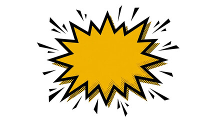 Obraz premium Explosion of Excitement: A vibrant yellow starburst graphic, reminiscent of a comic book panel, bursts outward with radiating lines, creating a dynamic and energetic visual for your next project.