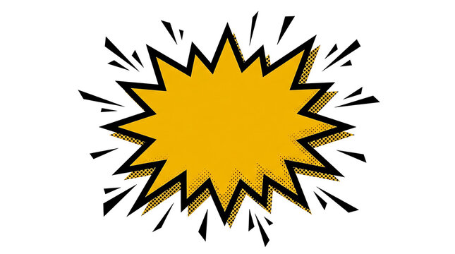 Explosion of Excitement: A vibrant yellow starburst graphic, reminiscent of a comic book panel, bursts outward with radiating lines, creating a dynamic and energetic visual for your next project.