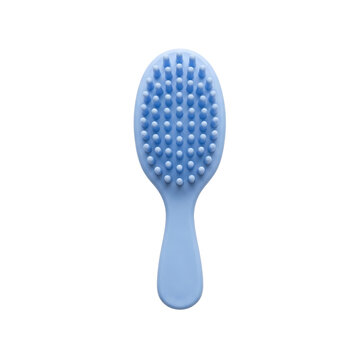 Light Blue Oval Baby Hair Brush with Soft Bristles.