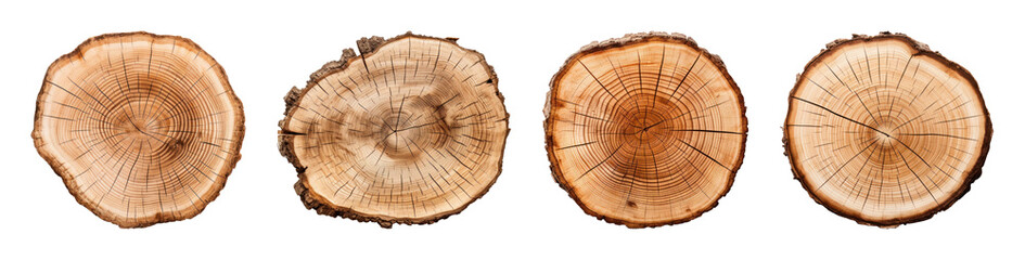 Fototapeta premium PNG Tree rings showcasing natural wood textures on transparent background
