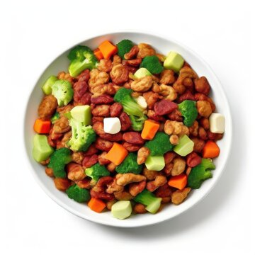 an AI Image Generator, Healthy Fresh Food Bowl With Meat Vegetables