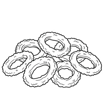 hand drawn crispy fried calamari line art illustration