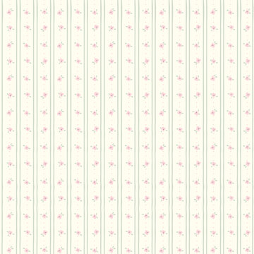 Cute pink floral seamless pattern background with tiny flowers and green stripes vector illustration for baby shower pastel fabric design wrapping paper wallpaper graphic element and textile print
