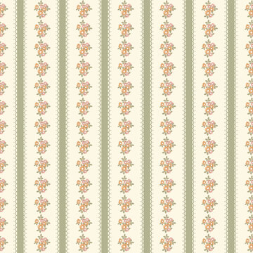 Yellow floral seamless pattern background with vertical flower stripes and lace vector illustration for baby shower, pastel fabric design, wrapping paper, wallpaper, textile and greeting cards
