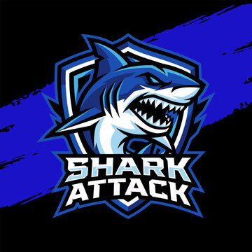 Shark attack gaming esport logo illustration