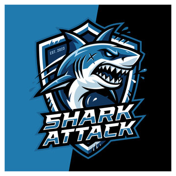 Shark attack gaming esport logo illustration
