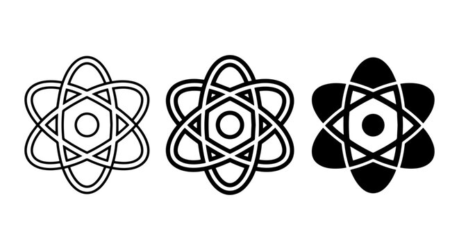 Atomic Structure Icons, Science Symbols, Molecular Models, Vector Graphics
