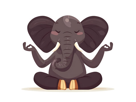 Cute elephant illustration in flat vector style isolated on white background