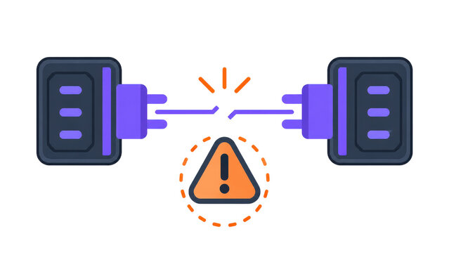 Broken Connection Icon Representing Power Failure and System Error