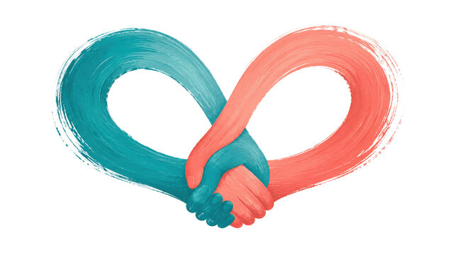Handshake in Heart Shape Illustration with Textured Paint