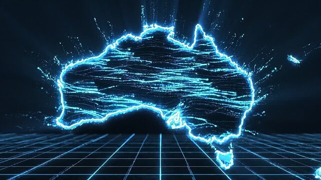 Animation of an Australian map with moving light.
