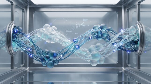 Advanced 3D DNA Helix Structure Representing Artificial Intelligence Innovation in Modern Healthcare and Biotechnology Research Development