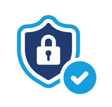 Security Protection Shield with Lock and Verification Check Icon
