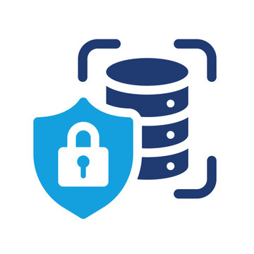 Data Security Icon, Database Protection, Secure Storage and Cybersecurity Vector Symbol