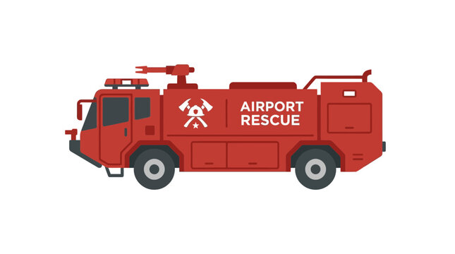Red Airport Fire Truck Isolated