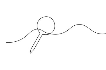 Obraz premium Push pin outline icon continuous line drawing isolated minimalist design