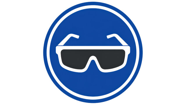 Safety Glasses Mandatory Sign Icon on Transparent Background