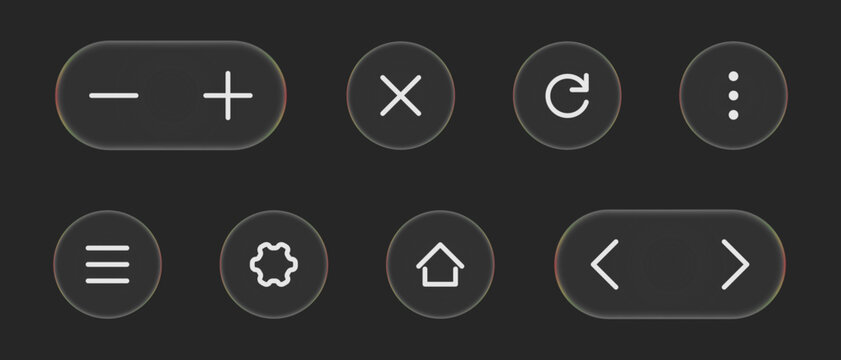 Collection of modern glassmorphism UI elements with icons for intuitive user interface design.
