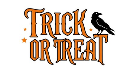 Obraz premium Trick or treat halloween vector illustration with crow