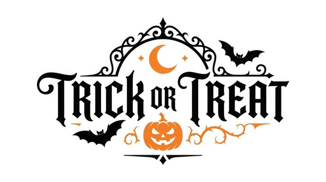 Halloween trick or treat vintage style text design
