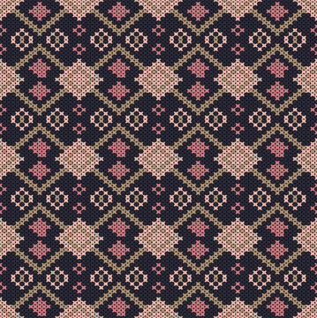     Cotton Argyle Knit Vector concept timeless geometric knit texture seamless pattern, fine diamond motif. Design for fabric, wallpaper, fashion, decor. I drew this by myself, it&rsquo;s not AI generated 