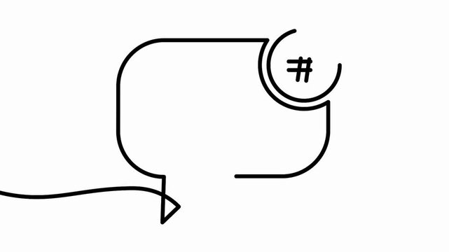 Continuous line art draws speech bubbles with a cursor arrow, motion graphics animation.

Description