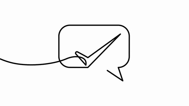 Continuous line art draws speech bubbles with a cursor arrow, motion graphics animation.

Description
