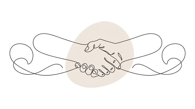 Continuous Line Drawing of Handshake with Abstract Background