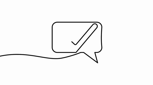 Continuous line art draws speech bubbles with a cursor arrow, motion graphics animation.

Description