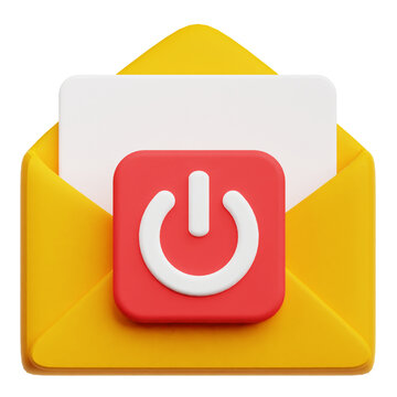 Turn Off Button Email 3D Icon Isolated On The Transparent Background