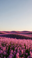 Obraz premium Rolling Hills of Purple Lavender Flowers at Sunset