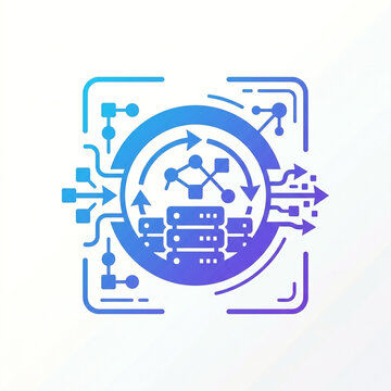 Data processing vector icon illustration for real-time information parsing and computing