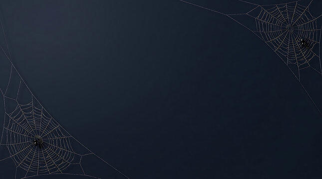 Halloween spider web background with dark blue texture and glowing glittery accents