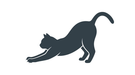 Fototapeta premium Silhouette of a cat stretching on a transparent background