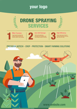 drone price for agriculture agricultural drones for sale Agriculture drone services infographic poster template with farmer holding tablet in green field