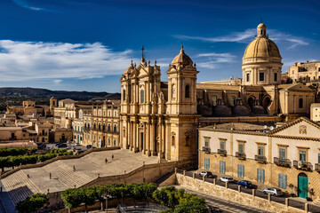 Naklejka premium Noto Cathedral and Baroque Skyline in Sicily