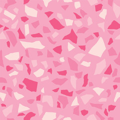 Obraz premium Pastel terrazzo flooring seamless pattern. Vector texture of mosaic floor with natural stones, pale pink color, granite, marble, limestone, concrete