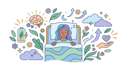 Naklejka premium Healthy Sleep and Mental Wellness Vector Illustration