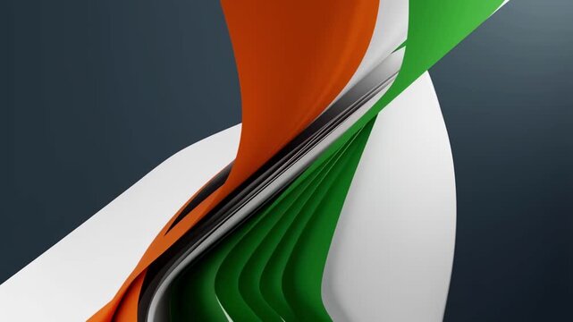Dynamic national flag waving in vibrant orange green white black colorful motion