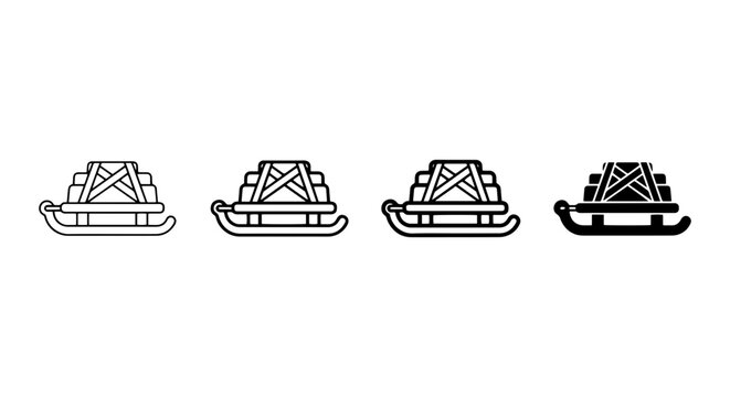 Winter Sleigh Icons, Cargo Sled Vector Set, Snow Transport Graphics, Holiday Delivery Symbols