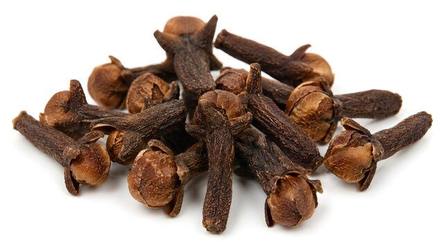 Whole Cloves in Small Pile Isolated on White Background