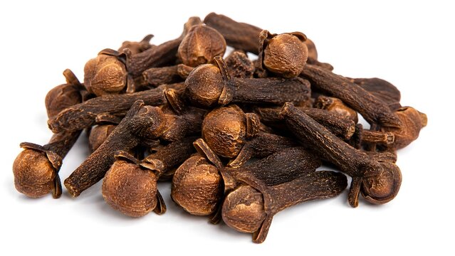 Whole Cloves in Small Pile Isolated on White Background