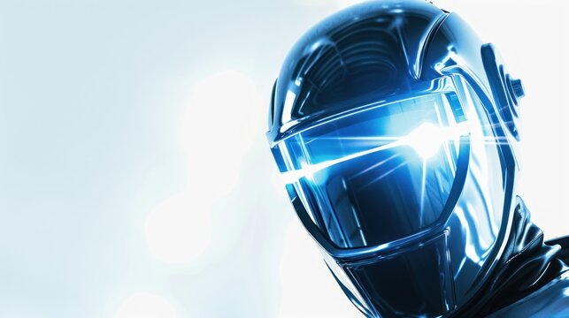 Futuristic robot head closeup