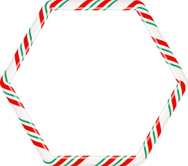 Obraz premium Candy Cane Octagonal Frame PNG, Red Green Striped Geometric Border Isolated on Transparent Background