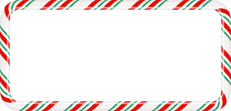 Candy Cane Rounded Horizontal Border PNG, Red Green Striped Outline Isolated on Transparent Background