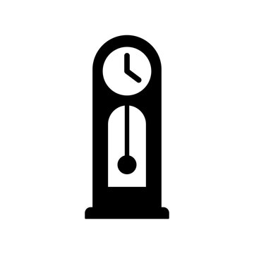 Grandfather Clock Icon, Vintage Pendulum Wall Clock Symbol
