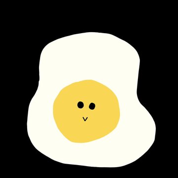 Cute Fried Egg Character with Happy Face