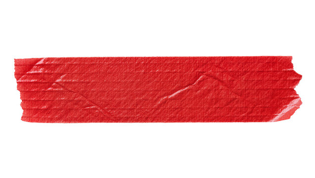 Crimson red gaffer tape strip with textured surface, isolated on transparent background