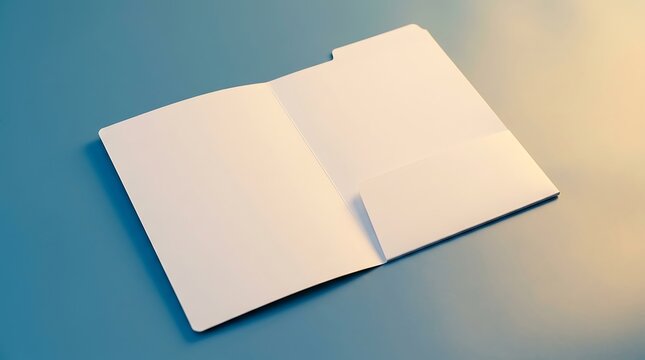 Blank White Paper Folder On Blue Background Stationery Mockup