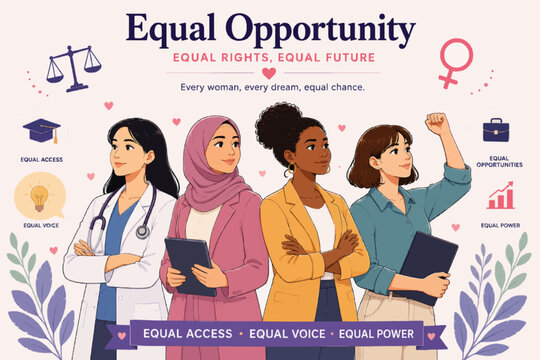 Equal Opportunity and Women Empowerment Vector Illustration